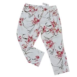 New York & Company White and Pink Floral Pants